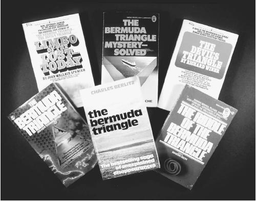Selection of books on the Bermuda Triangle. (FORTEAN PICTURE LIBRARY)